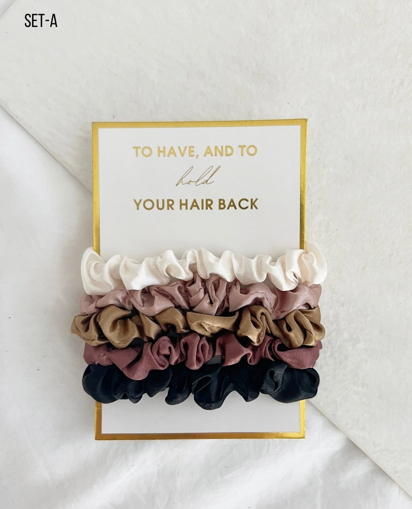 5PC Thin Scrunchies Set - Gia Bundle of 6 - NY Gift Boutique