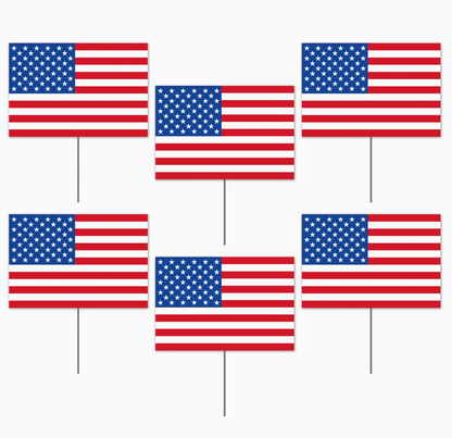Plastic American Flag Yard Signs, 7½" X 11¼"