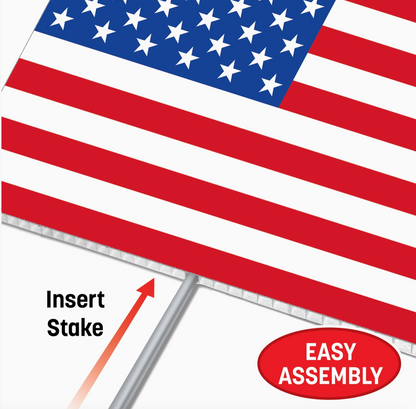 Plastic American Flag Yard Signs, 7½" X 11¼"