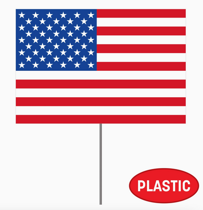 Plastic American Flag Yard Signs, 7½" X 11¼"