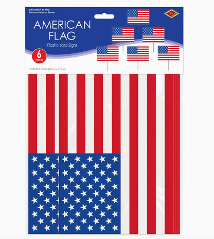 Plastic American Flag Yard Signs, 7½" X 11¼"