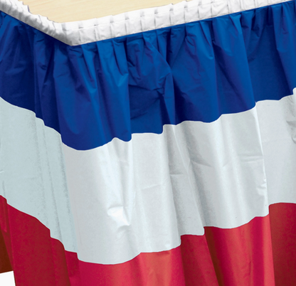 Patriotic Table Skirting, 29" X 14', Red, White, & Blue Set of 2