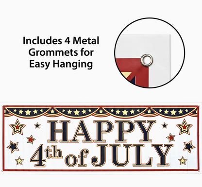 4th of July Sign Banner, 5' X 21"