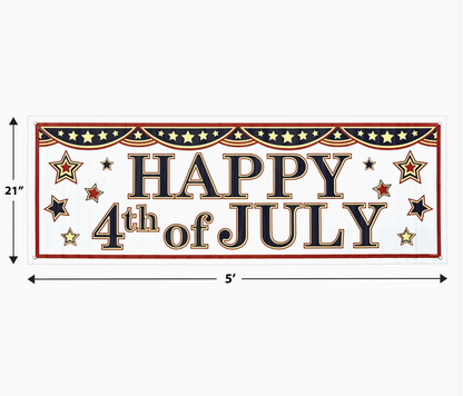 4th of July Sign Banner, 5' X 21"