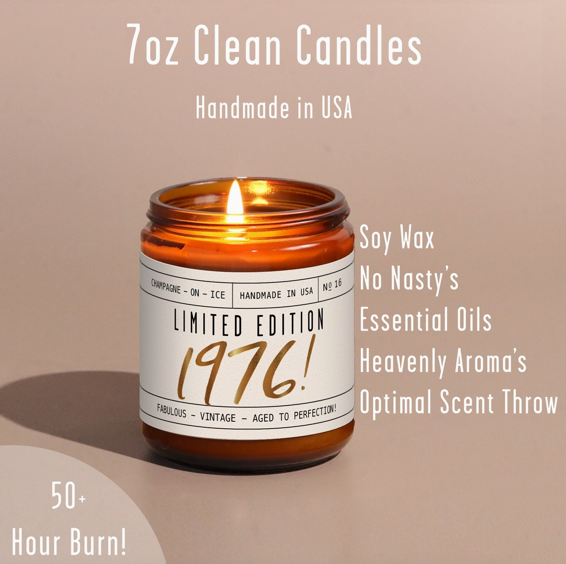 50th Birthday Candle Soy | Limited Edition 1976 Gift
