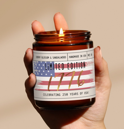1776 USA 250 Year Anniversary Candle - Soy Wax - Made in USA