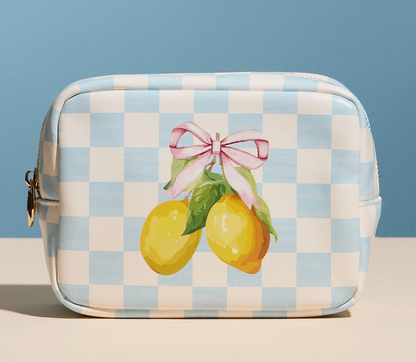 Lemon Gingham Cosmetic Pouch