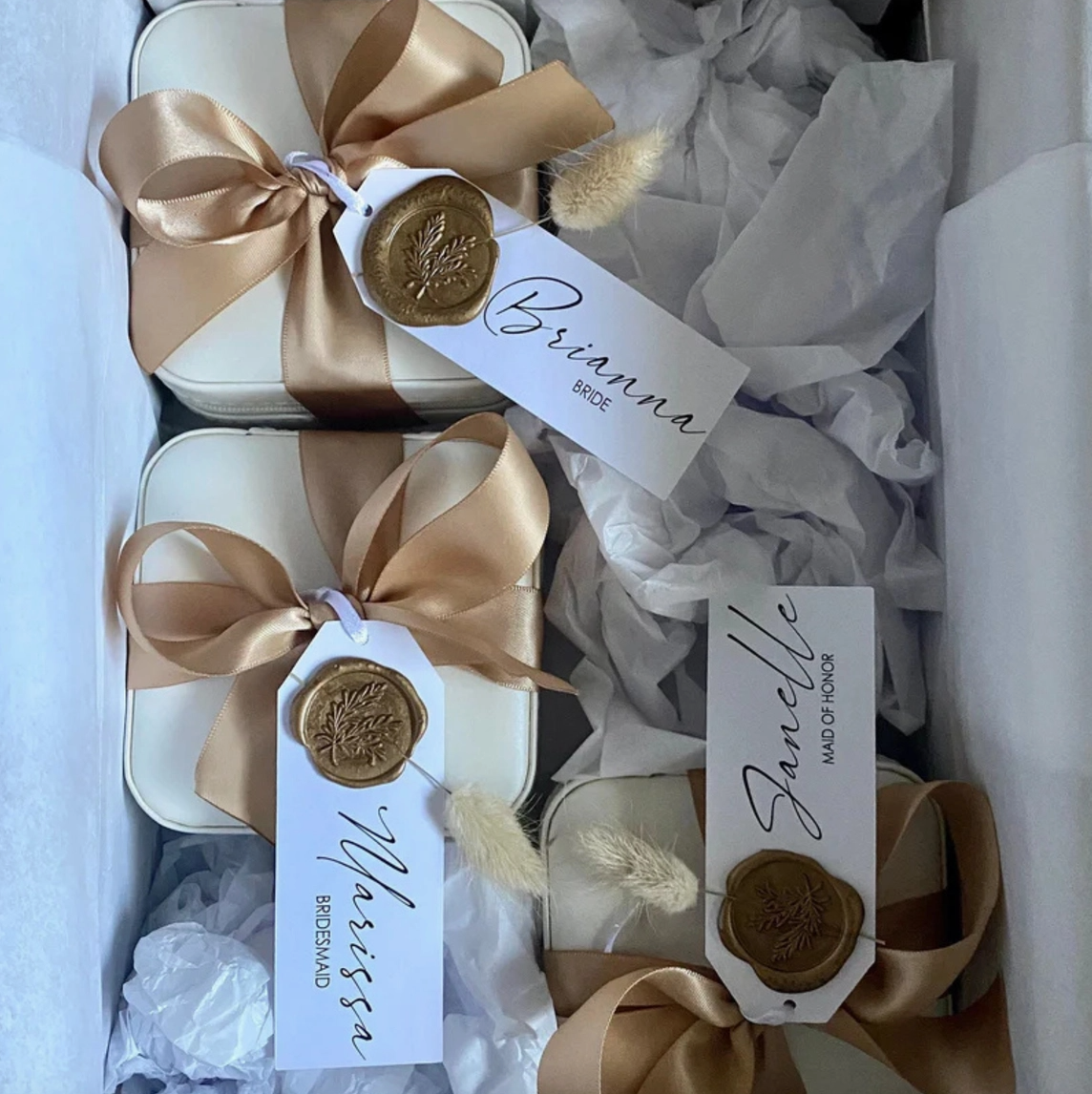 Travel Jewelry Case with Custom Tag & Wax Seal - Satin Ribbon