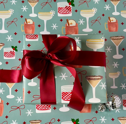 Christmas Cocktails Wrapping Paper - 20"in x 29"in