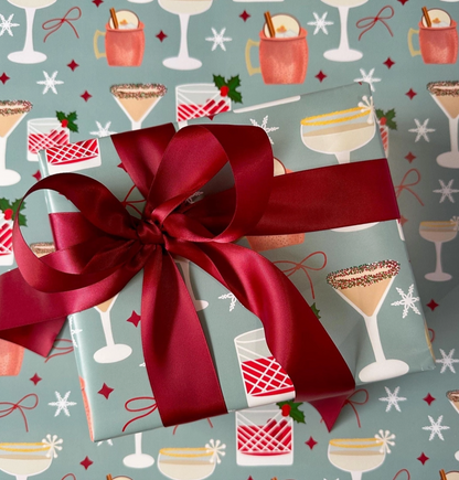 Christmas Cocktails Wrapping Paper - 20"in x 29"in