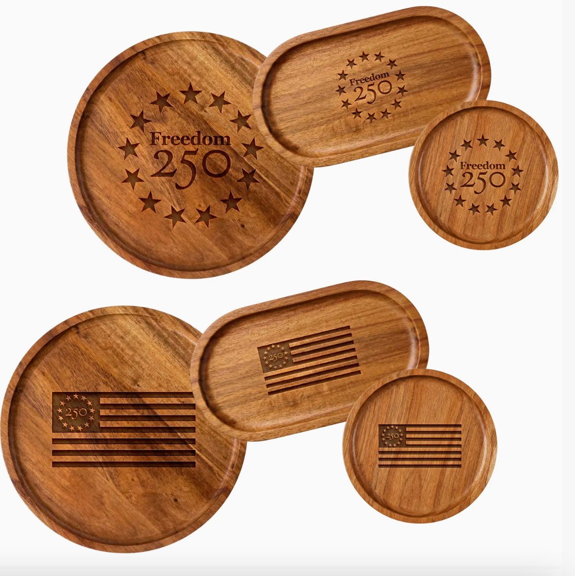 Freedom 250 Engraved Acacia Wood Tray - Officially Licensed