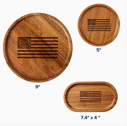 Freedom 250 Engraved Acacia Wood Tray - Officially Licensed