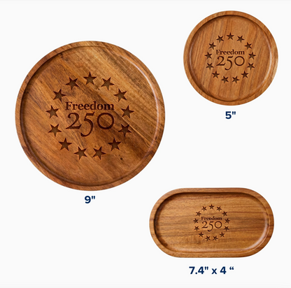 Freedom 250 Engraved Acacia Wood Tray - Officially Licensed