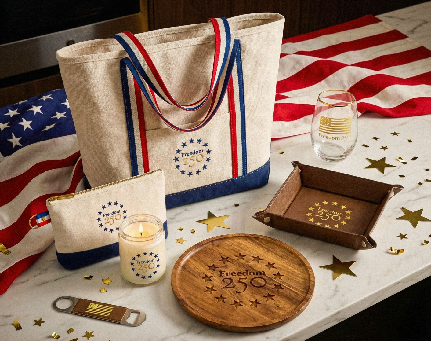 Freedom 250 Engraved Acacia Wood Tray - Officially Licensed