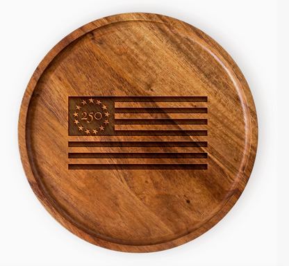 Freedom 250 Engraved Acacia Wood Tray - Officially Licensed