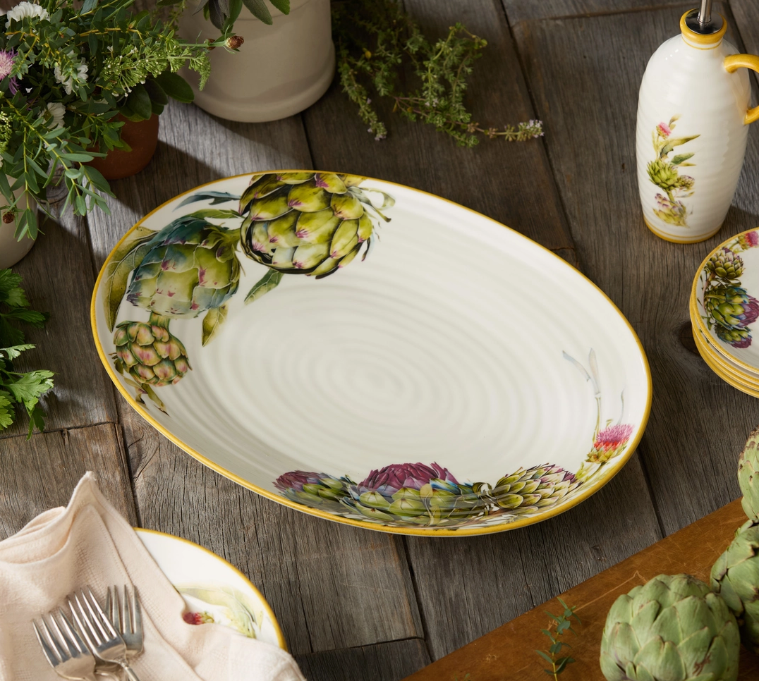 Verdura Oval Platter 16in X 11.5in - Carciofi