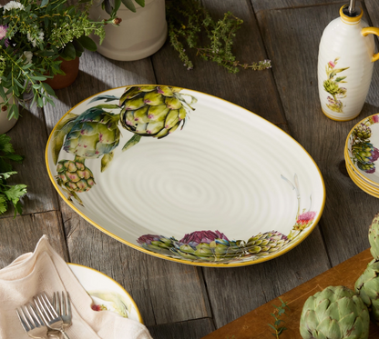 Verdura Oval Platter 16in X 11.5in - Carciofi