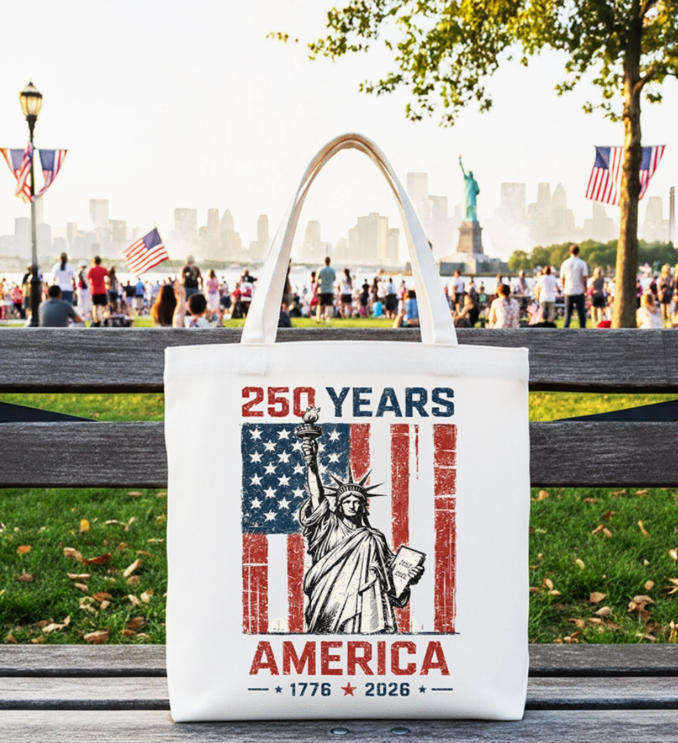 Statue of Liberty US Flag 250 Years Tote Bag