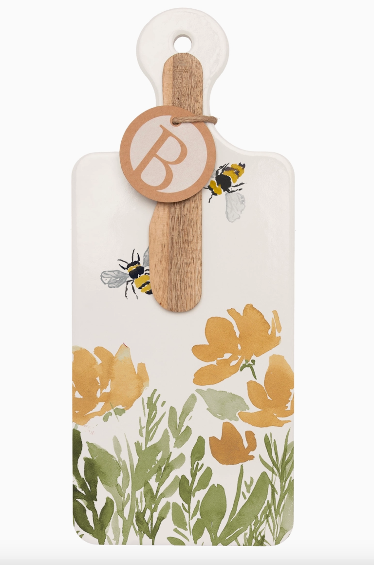 Bee Field Cheese Board & Spreader Set