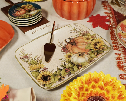 Autumn Harvest Breeze Rectangular Platter 14in X 10in