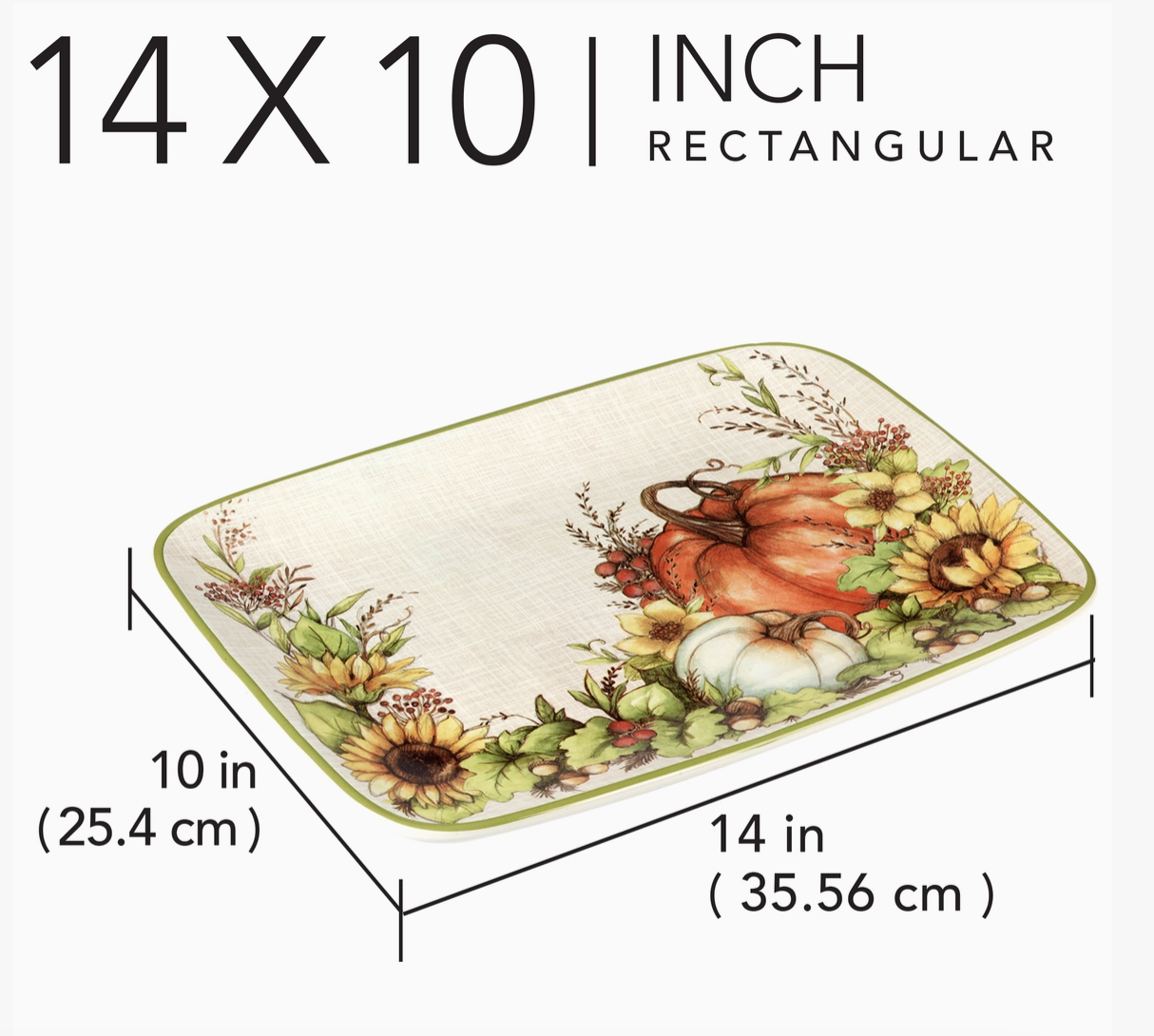Autumn Harvest Breeze Rectangular Platter 14in X 10in