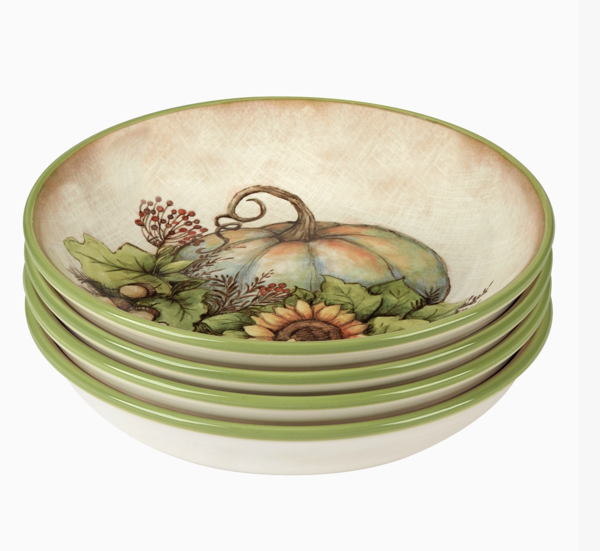 Autumn Harvest Breeze Pasta Bowl 9" X 2" Asst. Set of 4
