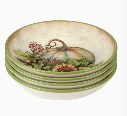 Autumn Harvest Breeze Pasta Bowl 9" X 2" Asst. Set of 4