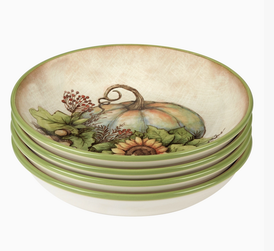 Autumn Harvest Breeze Pasta Bowl 9" X 2" Asst. Set of 4