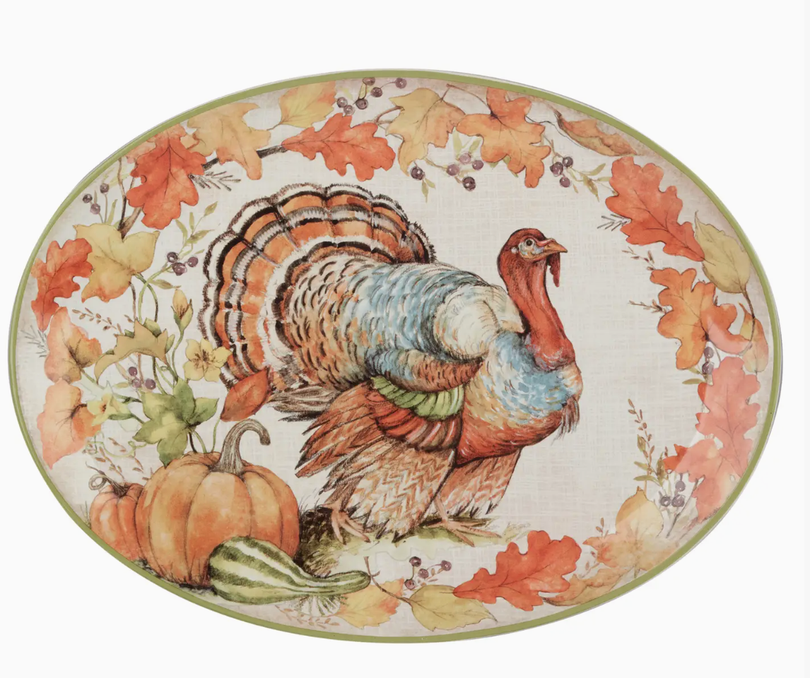 Autumn Harvest Breeze Oval Turkey Platter 16" X 12"