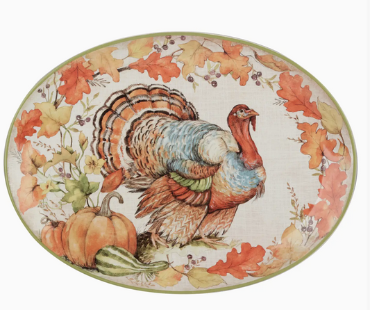 Autumn Harvest Breeze Oval Turkey Platter 16" X 12"