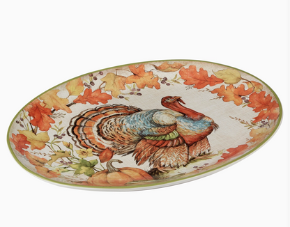 Autumn Harvest Breeze Oval Turkey Platter 16" X 12"