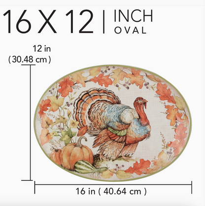 Autumn Harvest Breeze Oval Turkey Platter 16" X 12"