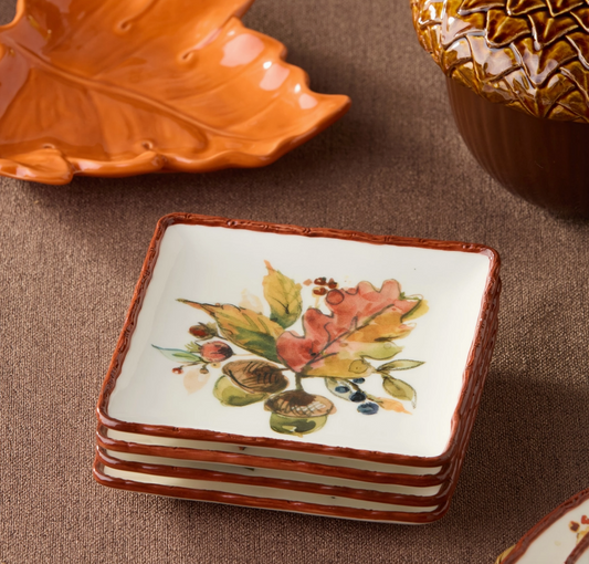 Autumn Meadows Canape Plates, 6" 4 Asst. Set of 4