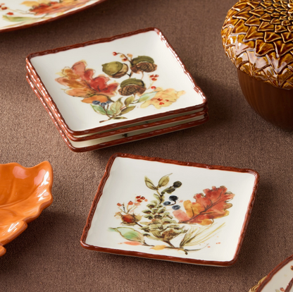 Autumn Meadows Canape Plates, 6" 4 Asst. Set of 4