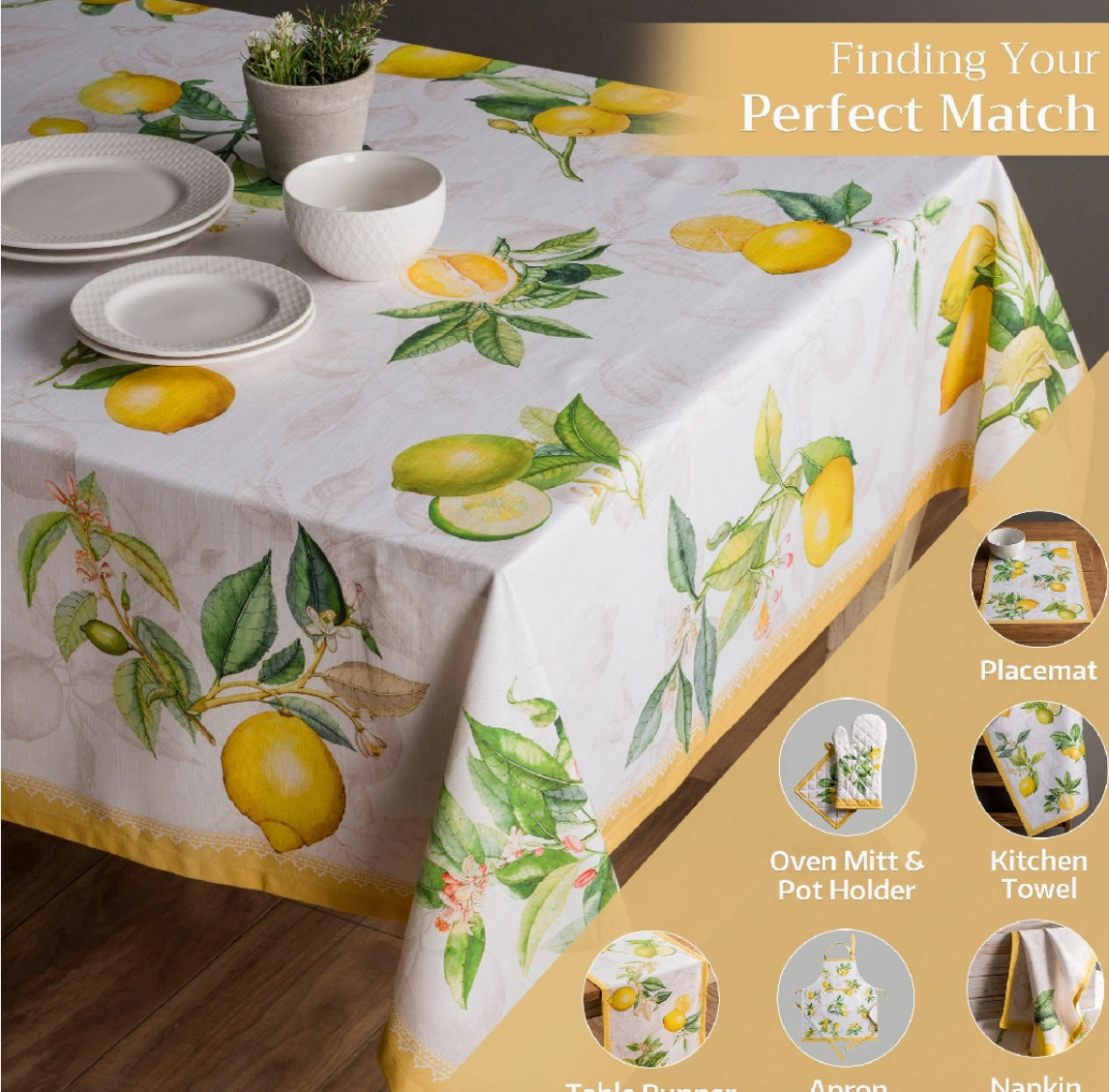 Limoncello - 100% Cotton Tablecloths Asst. Sizes
