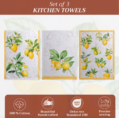 Limoncello -Kitchen Towels 100% Cotton - Set of 3