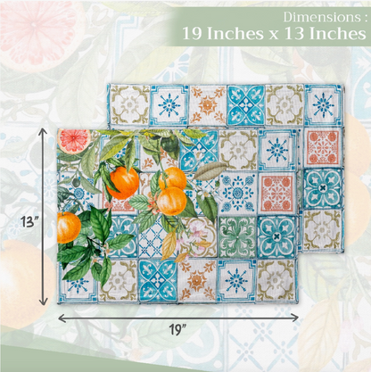 Agrume - Placemats Set of 4 100% Cotton 13" X 19"