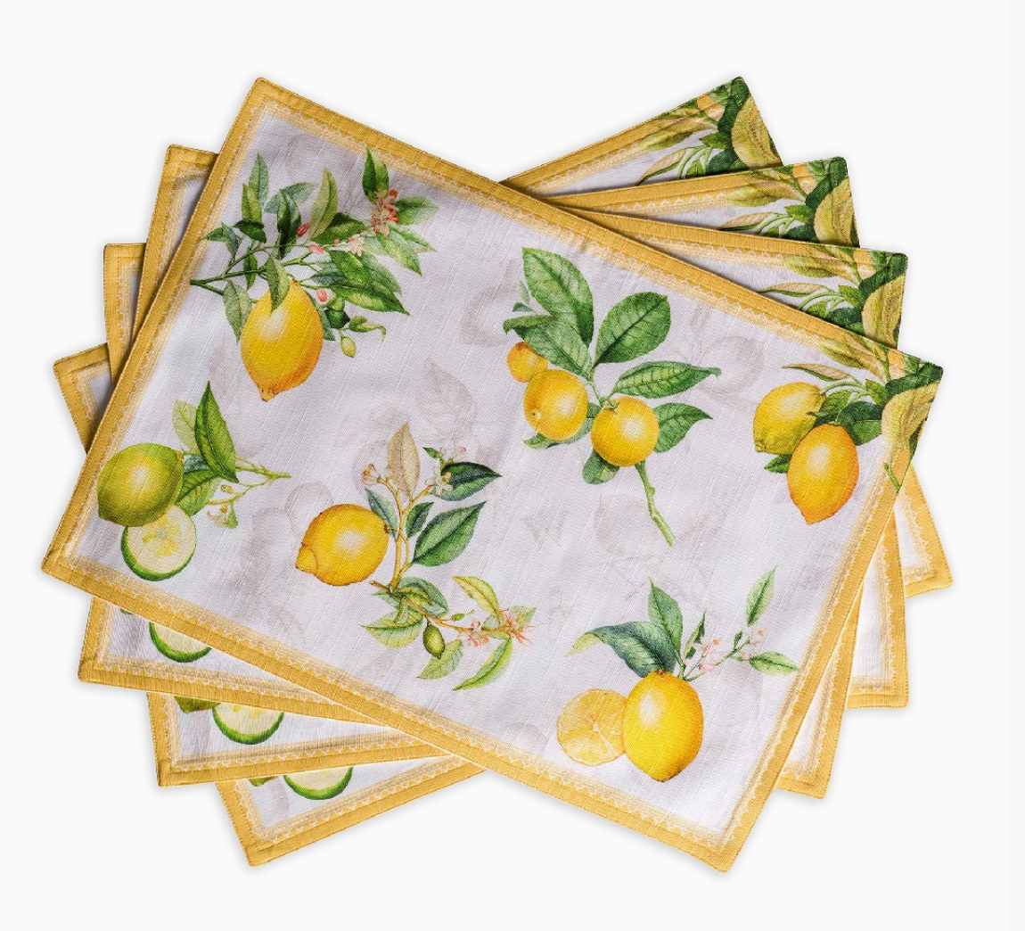 Limoncello - Placemats Set of 4 100% Cotton 13" X 19"