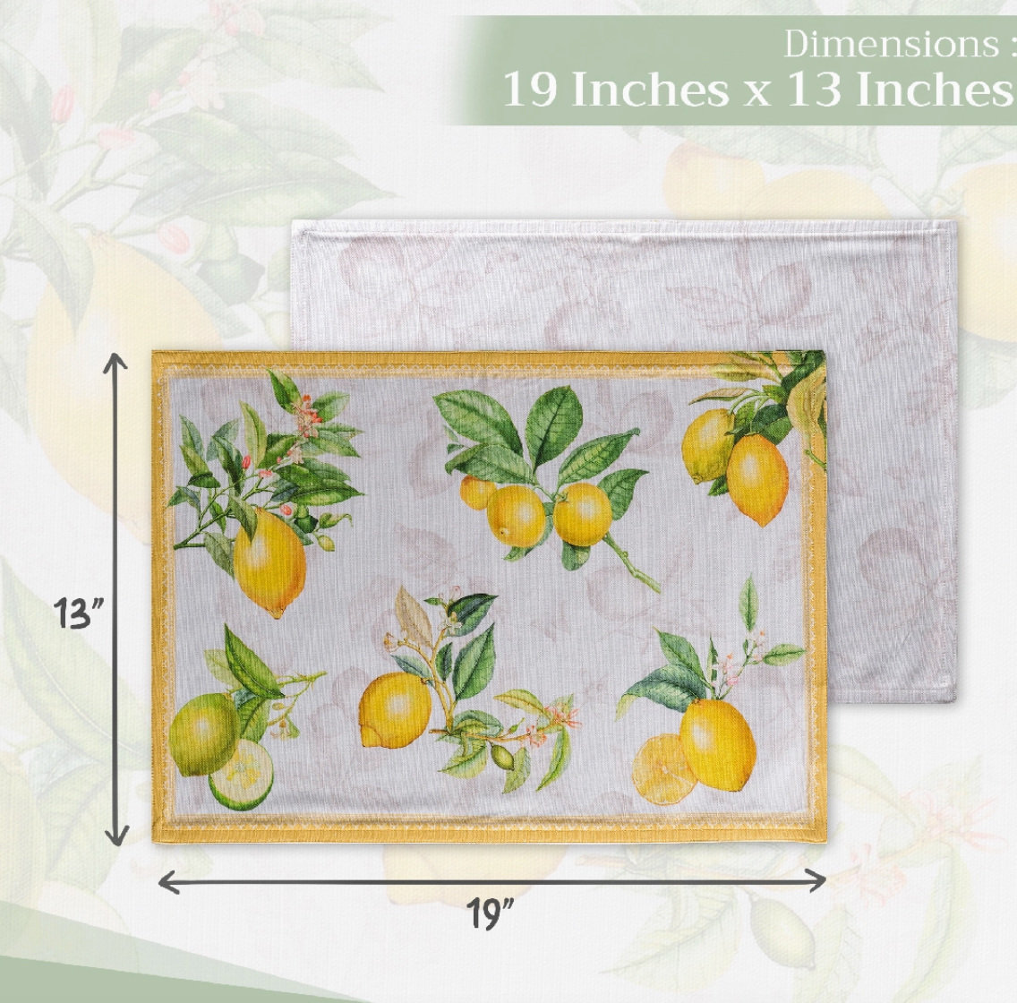 Limoncello - Placemats Set of 4 100% Cotton 13" X 19"