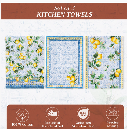 Citrus Kitchen Towels 100% Cotton - Set of 3