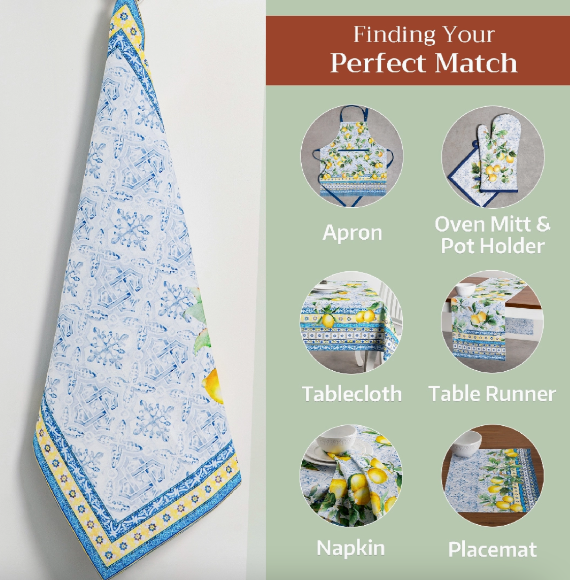Citrus Kitchen Towels 100% Cotton - Set of 3