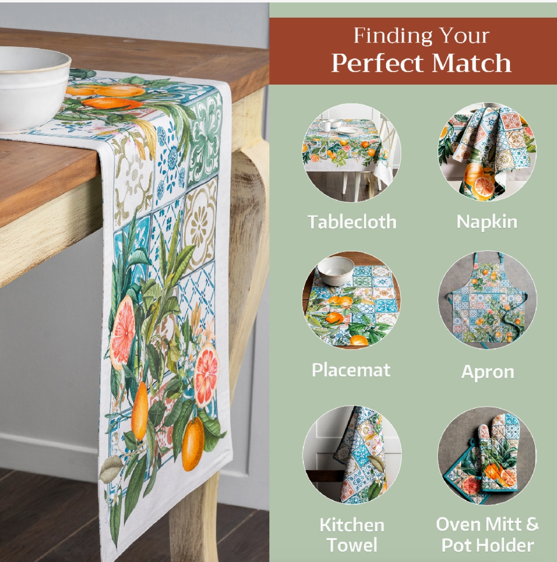 Agrume - Table Runner 100% Cotton - Double Layer