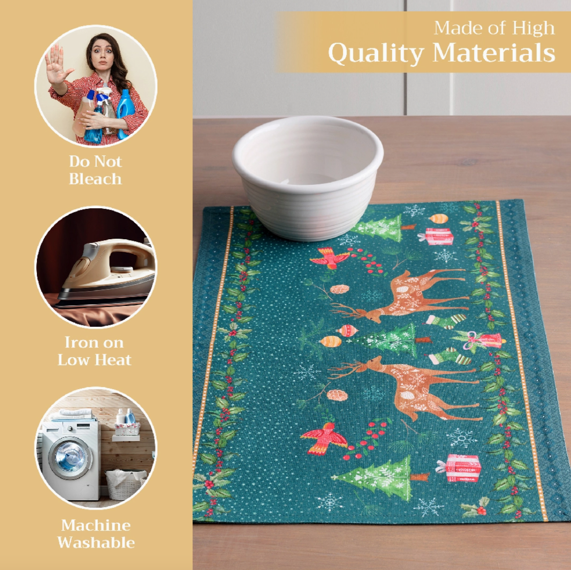 Hygge - Placemats Set of 4 100% Cotton 13" X 19"