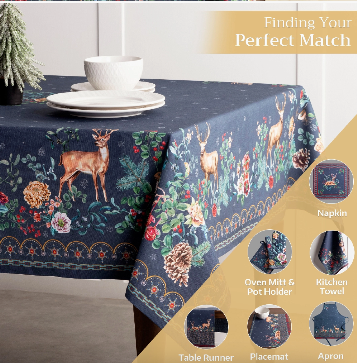 Christmas Joy - 100% Cotton Tablecloths Asst. Sizes
