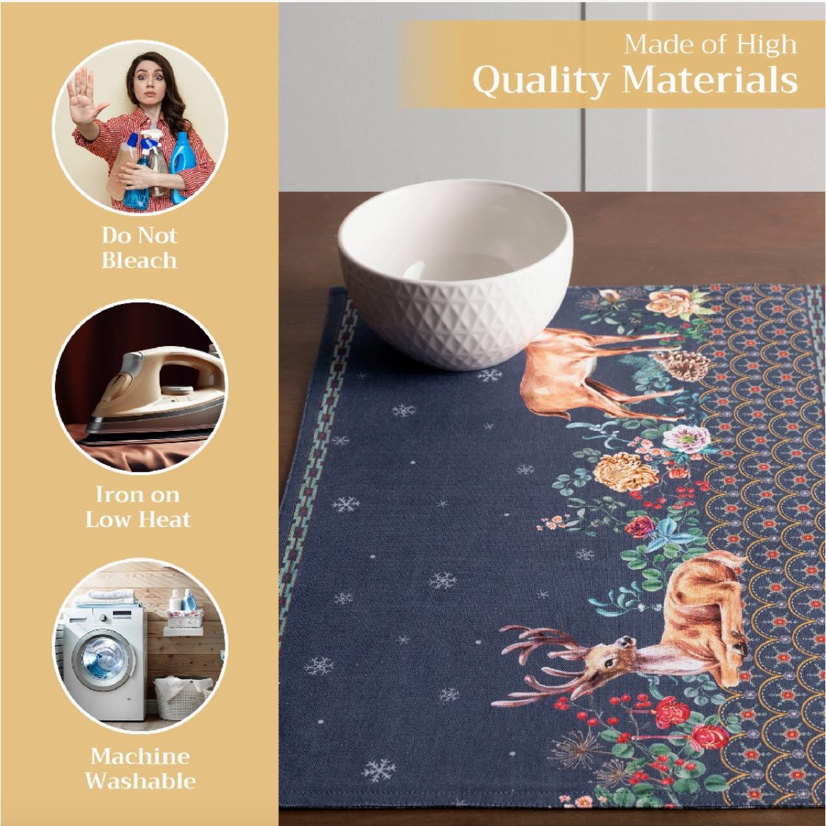 Christmas Joy - Placemats Set of 4 100% Cotton 13" X 19"
