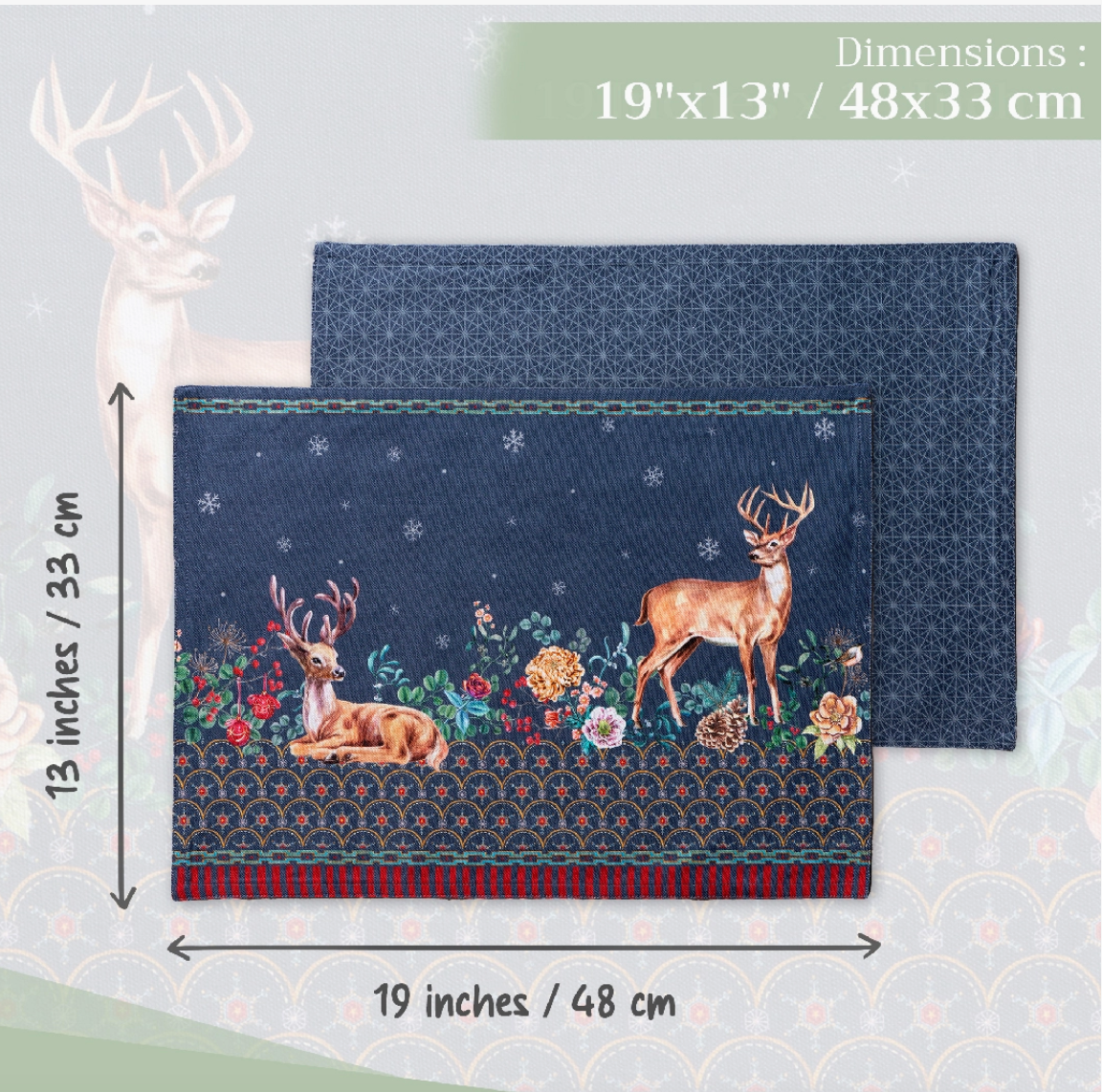 Christmas Joy - Placemats Set of 4 100% Cotton 13" X 19"