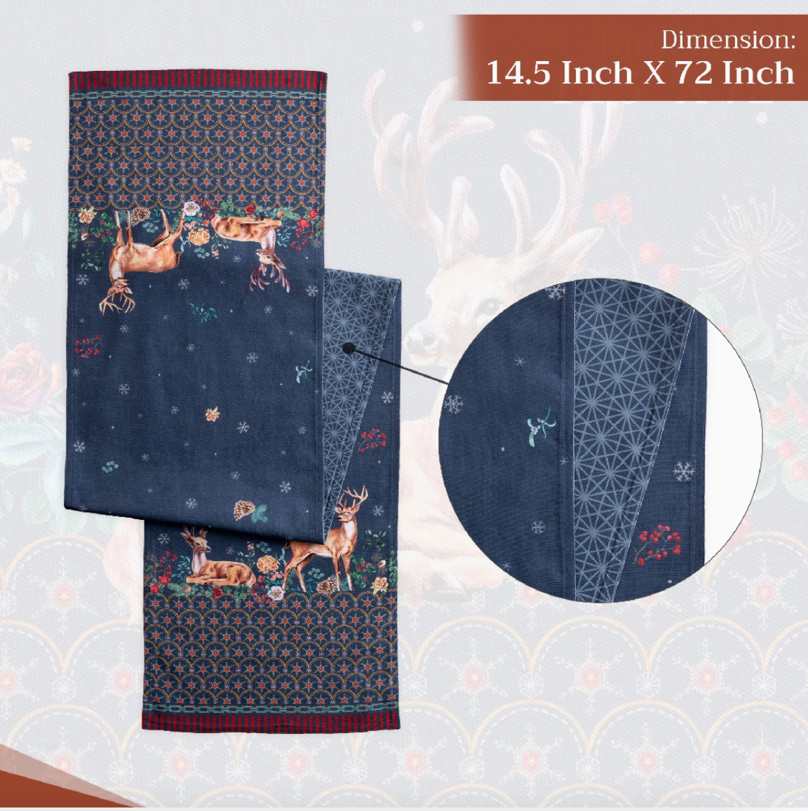 Christmas Joy - Table Runner 100% Cotton - Double Layer