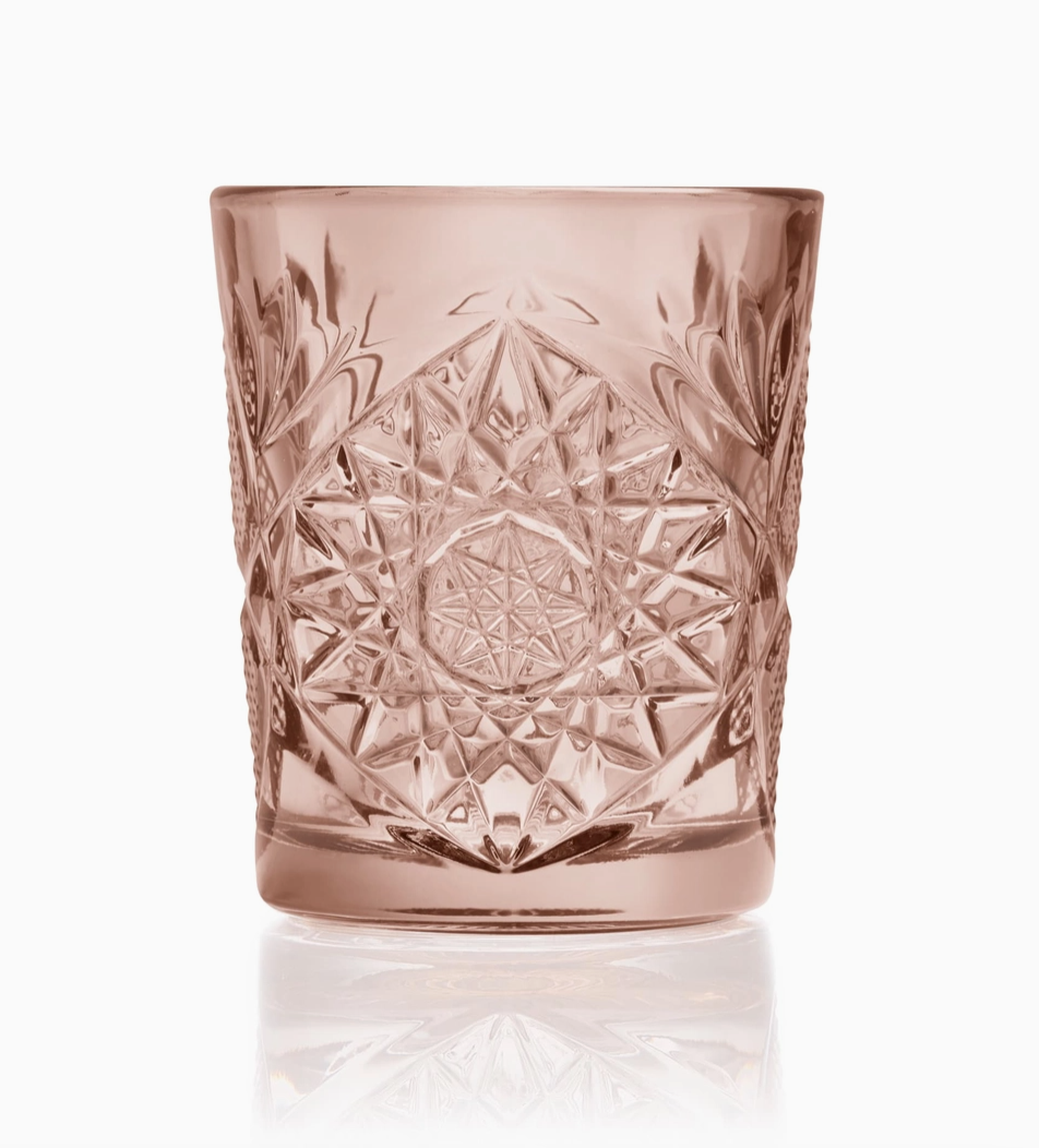 Libbey Hobstar Double Old Fashioned Glasses, 12oz, Rose, Set of 4