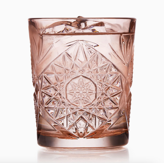 Libbey Hobstar Double Old Fashioned Glasses, 12oz, Rose, Set of 4