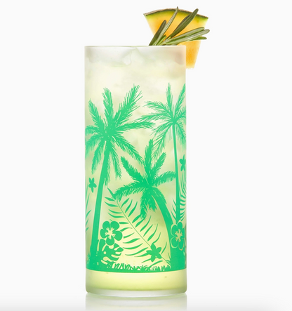 Libbey Vintage Palm Trees Cooler Glasses, 16oz, Set of 4